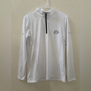 White Long Sleeve Quarter-Zip Top